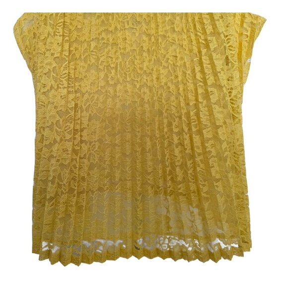 NWT Women's - Ann Taylor Yellow Pleated Lace Tank, Size XL - Picture 4 of 8
